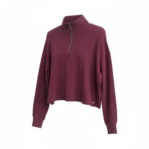 Hollister Maroon Boyfriend quarter zip-up